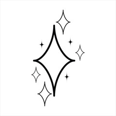  Sparkle shiny icon vector illustration. Clean black and white.