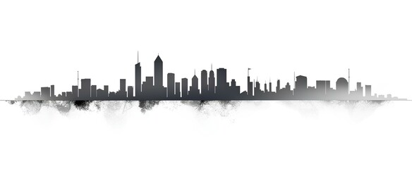 A minimalist design of a city skyline drawn with thin, black lines on a white background. generative AI - obrazy, fototapety, plakaty