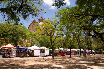 Porto Alegre, Rio Grande do Sul, Brazil -November 25, 2023: Bom Fim Ecological Fair on Rua Jose...