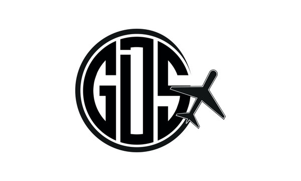 GDS three initial letter circle tour & travel agency logo design vector template. hajj Umrah agency, abstract, wordmark, business, monogram, minimalist, brand, company, flat, tourism agency, tourist