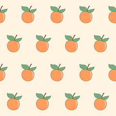 Seamless Cute Kawaii Fruit Character Textile Fabric Pattern Background. Doodle Fruit Symbol Wrapping Paper Swatch Print Template