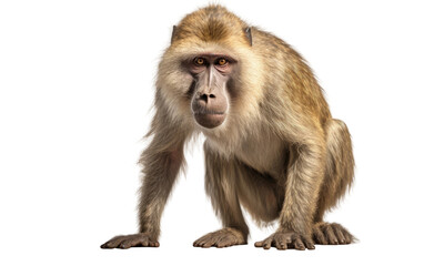 Realistic Baboon on Transparent Background.