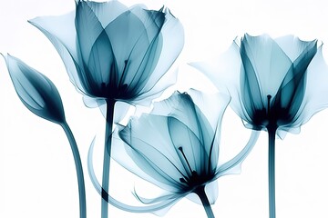 xray photo of tulips on white background