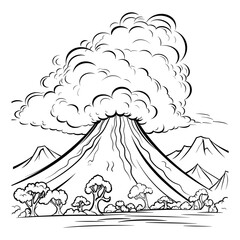 Volcano illustration coloring pages - coloring book