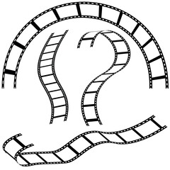 Film tape vintage icon isolate. movies film background with flim roll. Filmstrip Set With Different Versions of Film. film strip with numbers