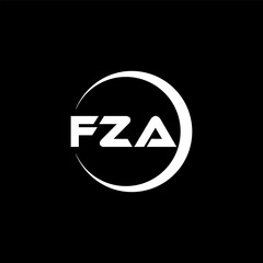 FZA letter logo design with black background in illustrator, cube logo, vector logo, modern alphabet font overlap style. calligraphy designs for logo, Poster, Invitation, etc.