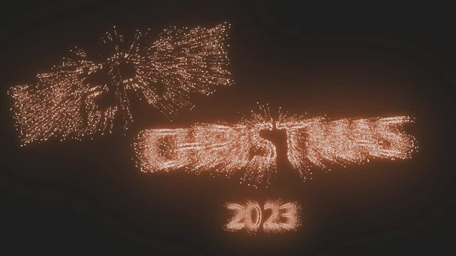 Beautiful 3d Animation with Writing Merry Christmas in Orange Particle