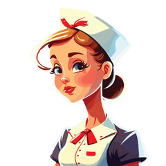 Beautiful young woman in medical uniform, nurse, cartoon vector illustration generated by AI