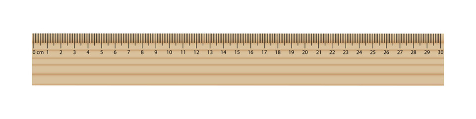 Wooden ruler on white background illustration. Centimeter, drawing, mathematics, geometry, meter, compass, school, measurement, line, length. Vector icons for business and advertising
