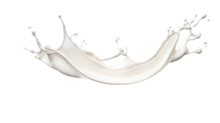 Spilled milk splash isolated on transparent white background