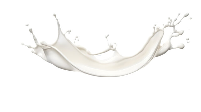 Spilled milk splash isolated on transparent white background