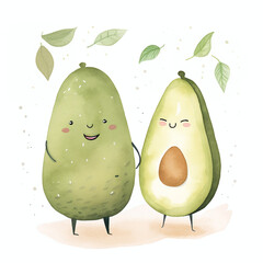 Funny avocado couple illustration