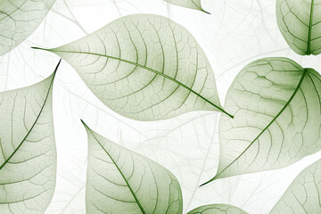 Obraz premium Green leaves on white background.