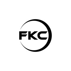 FKC letter logo design with white background in illustrator, cube logo, vector logo, modern alphabet font overlap style. calligraphy designs for logo, Poster, Invitation, etc.
