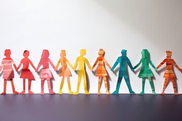 Paper dolls in human chain pattern - Powered by Adobe