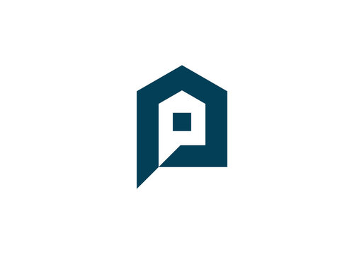 letter P building architecture logo flat, letters P logo for property company, Abstract Initial Letter P Logo,  P icon Home, Real Estate logo