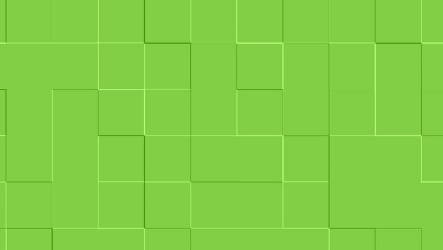 Animated abstract green geometric background with overlapping squares and rectangles. Simple modern design.