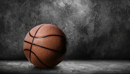 basketball ball on dark concrete wall texture background background for product display banner or mockup