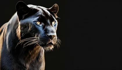 Zelfklevend Fotobehang template of a black panther with a black background © Richard