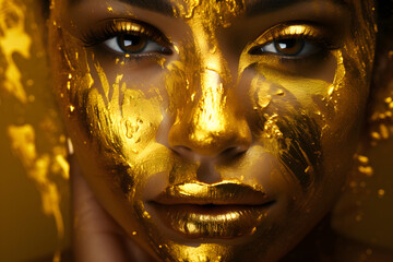 Goldene Eleganz: Portrait einer schönen Frau in edlem Goldton für glamourösen Stil