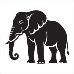 Elephant Silhouette - Gentle Tuskers in Tranquil Nature, Serene Scenes, and Soothing Shadows for Peaceful Designs - Minimallest elephant black vector
