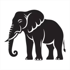 Poster Elephant Silhouette - Gentle Tuskers in Tranquil Nature, Serene Scenes, and Soothing Shadows for Peaceful Designs - Minimallest elephant black vector  © Vista