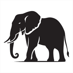 Elephant Silhouette - Elephant Family Bonds, Protective Matriarchs, and Calves in Heartwarming Shadows - Minimallest elephant black vector
