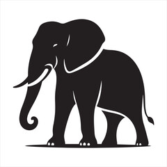 Elephant Silhouette - African Giants Roaming the Savanna, Playful Calves, and Wildlife Harmony in Stunning Shadows - Minimallest elephant black vector
