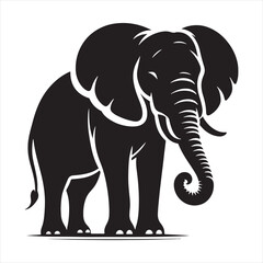 Elephant Silhouette - Asian Elephants in Jungle Serenity, Gentle Giants, and Mystic Scenes in Detailed Shadows - Minimallest elephant black vector
