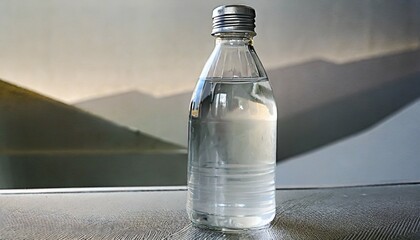 pure water in the glass bottle with aluminum screw cap image