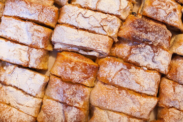 Traditional Sweet Desert of Slovenia; Baked Apple Strudel Close Up Full Frame