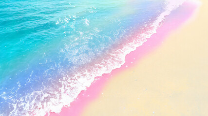 虹色の海　海岸　波打ち際