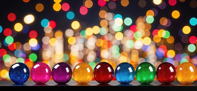 abstract background of marble balls with bokeh light, Generative Ai