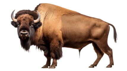 Standing american bison, isolated on white