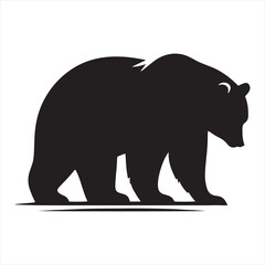 bear silhouette: Twilight Guardians, Nighttime Bears, and Ursine Shadows in Serene Wilderness - Minimallest bear black vector
