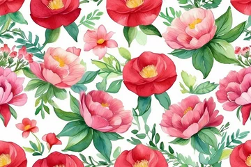 Fotobehang Water color beautiful rose seamless pattern © SAtock