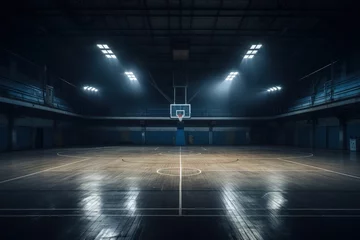 Foto auf Acrylglas Empty basketball arena, stadium, sports ground with flashlights © Hitesh