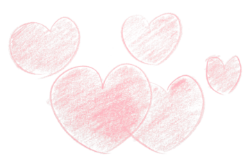 Pencil drawn pink heart isolated on transparent background.