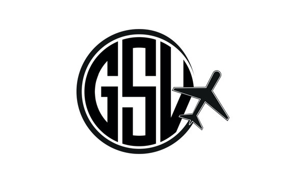 GSV three initial letter circle tour & travel agency logo design vector template. hajj Umrah agency, abstract, wordmark, business, monogram, minimalist, brand, company, flat, tourism agency, tourist