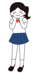 笑顔でポーズをとっている女子学生。