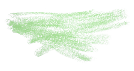 Green crayon scribbles isolated on transparent background.