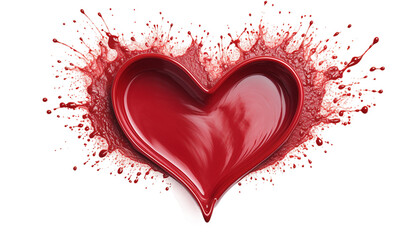A vibrant red hot chocolate splash forms a perfect heart shape symbolizing love and passion