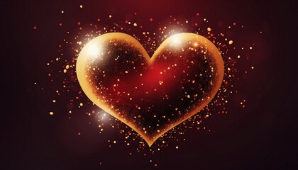 Valentines day background with red heart and sparkles.