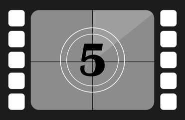 Frame counts with number 5 illustration. Film, footage, filming, preparation, editing, film, cinema, director. Vector icons for business and advertising