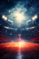 First person perspective of seeing basketball match in a luxury stadium