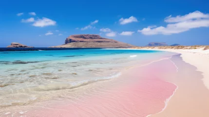 Crédence de cuisine en verre imprimé  Plage d'Elafonissi, Crète, Grèce Beach with pink sand, clear calm weather, daylight