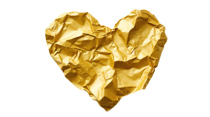 PNG gold foil heart. Valentine glitter decor isolated on transparent background.