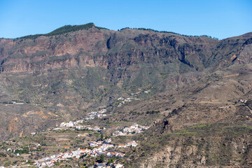 landscape of the mountains with city