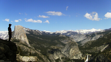 Epic view from a mountain on Half Dome in Yosemite National Park USA
