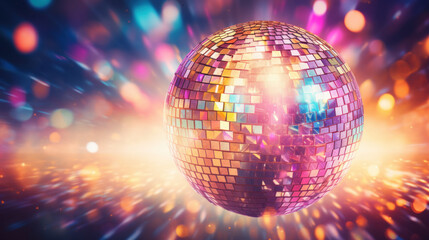 Fototapeta na wymiar Unreal disco ball, psychedelic lights in background